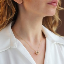 Necati Gün Aşk ve Şans Yoncası Zirkon Taşlı Gold Kaplama Gümüş Kolye