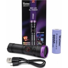 Watton WT-711 30W Profesyonel Ultraviyole (Uv) Mor Işık Banknot ve Kontrol El Feneri + Pil ve Askı