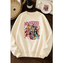 Zepkids Kız Çocuk Manifest Baskılı Ekru Yumuşak Dokulu Sweetshirt