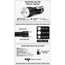 Watton WT-710 Lm Zoom Özellikli Kemere Takılabilir Kompakt Aa Pil Çalışır El Feneri