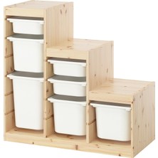 IKEA Modern Beyaz Oyuncak Saklama Ünitesi 94X44X91 cm - Çocuk Odası Iskandinav Tarzı Sağlam Ahşap Depolama Ünitesi - Modüler Yapı