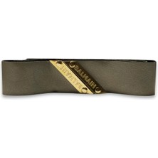 Balmain Genuine Leather Headband Silver Deri Nubuk 18 Ayar Altın Kaplama Kadın Saç Bandı