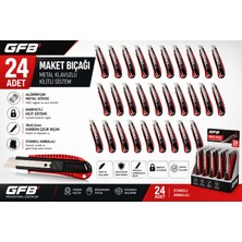 Gfb Metal Maket Bıçağı Kırmızı-Siyah 24 Adet