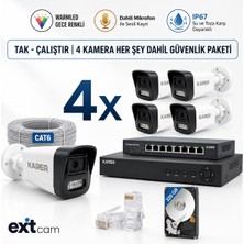 Karer 4'lü Ultra Hd Serisi 5mp Ip Kamera Paketi: Sesli & Renkli Gece Görüşlü Poe Sistemi,insan ve Plaka Algılama Akıllı Güvenlik Kamera Seti