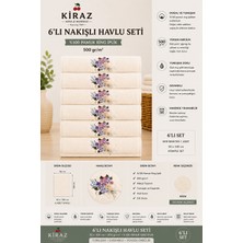 Kiraz Havlu Bornoz 50 x 100 cm 500GR/M2 Nakışlı 6'lı Set Havlu