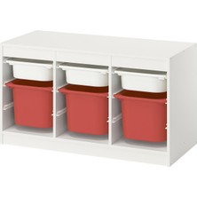 IKEA Modern Beyaz Oyuncak Saklama Ünitesi 99X44X56 cm - Çocuk Odası Iskandinav Tarzı Sağlam Ahşap Depolama Ünitesi - Modüler Yapı