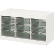 IKEA Modern Beyaz Oyuncak Saklama Ünitesi 99X44X56 cm - Çocuk Odası Iskandinav Tarzı Sağlam Ahşap Depolama Ünitesi - Modüler Yapı