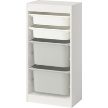 IKEA Modern Beyaz Oyuncak Saklama Ünitesi 46X30X94 cm - Çocuk Odası Iskandinav Tarzı Sağlam Ahşap Depolama Ünitesi - Modüler Yapı