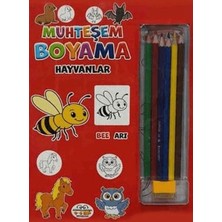 0-6 Yaş Yayınları Muhteşem Boyama - Hayvanlar + 6lı Boya Kalemi