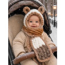 Custom Baby Bebek Balaklava Atkı Bere Seti Kulaklıklı Örgü Kışlık Bebek Şapkası Unisex Kız & Erkek Çocuk Atkı & Bere & Eldiven Sonbahar Temalı