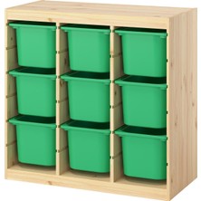 IKEA Modern Yeşil Oyuncak Saklama Ünitesi 93X44X91 cm - Çocuk Odası Iskandinav Tarzı Sağlam Ahşap Depolama Ünitesi - Modüler Yapı