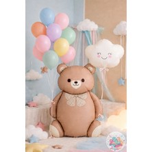 Joyane Ayıcık Folyo Balon 90 cm + Bulut Balon 40 cm + 10’lu Makaron Balon Parti Süsleme Seti