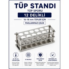 Labolist Tüp Standı  - Tüp Sporu - 12 Delikli- 16-18 mm Tüpler Için Paslanmaz Çelik