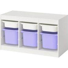 IKEA Modern Beyaz Oyuncak Saklama Ünitesi 99X44X56 cm - Çocuk Odası Iskandinav Tarzı Sağlam Ahşap Depolama Ünitesi - Modüler Yapı