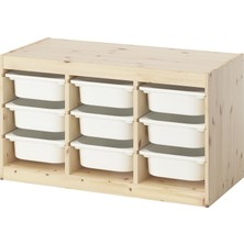 IKEA Modern Beyaz Oyuncak Saklama Ünitesi 93X44X52 cm - Çocuk Odası Iskandinav Tarzı Sağlam Ahşap Depolama Ünitesi - Modüler Yapı