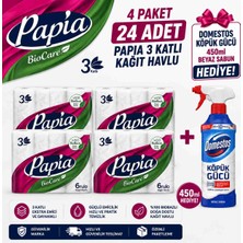 Papia Papıa 3 Katlı Kagıt Havlu 24LU = Domestos 450ML Sprey Kopuk Gucu Hedıyelı