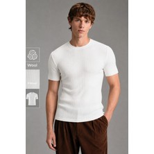 Tarz Cool Erkek Fitilli Likralı Slim Fit Bisiklet Yaka Tişört