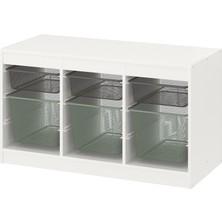 IKEA Modern Beyaz Oyuncak Saklama Ünitesi 99X44X56 cm - Çocuk Odası Iskandinav Tarzı Sağlam Ahşap Depolama Ünitesi - Modüler Yapı