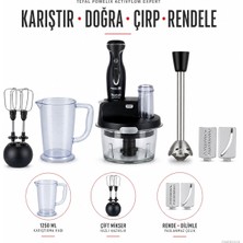 Tefal 1500 W Yüksek Performanslı Cam Hazneli Blender Seti, Sert Malzemelere Uygun Dört Bıçaklı Sistem, Çırpma, Doğrama, Rendeleme ve Dilimleme