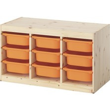 IKEA Modern Beyaz Oyuncak Saklama Ünitesi 93X44X52 cm - Çocuk Odası Iskandinav Tarzı Sağlam Ahşap Depolama Ünitesi - Modüler Yapı