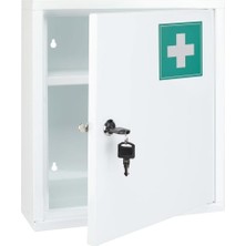 Haushalt International Anahtarlı Çelik Ilk Yardım Dolabı Raflı 31.5X36 cm Dayanıklı Metal Gövde, Otel ve Restoranlar Için Uygun