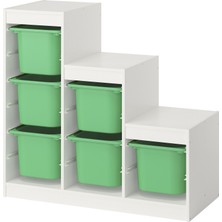 IKEA Modern Beyaz Oyuncak Saklama Ünitesi 99X44X94 cm - Çocuk Odası Iskandinav Tarzı Sağlam Ahşap Depolama Ünitesi - Modüler Yapı