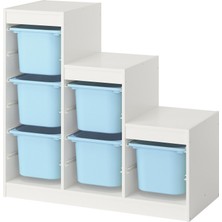 IKEA Modern Beyaz Oyuncak Saklama Ünitesi 99X44X94 cm - Çocuk Odası Iskandinav Tarzı Sağlam Ahşap Depolama Ünitesi - Modüler Yapı