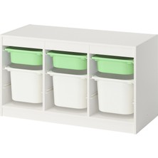 IKEA Modern Beyaz Oyuncak Saklama Ünitesi 99X44X56 cm - Çocuk Odası Iskandinav Tarzı Sağlam Ahşap Depolama Ünitesi - Modüler Yapı