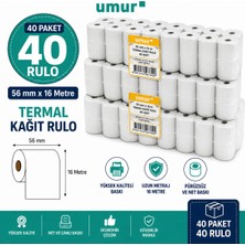 Umur 56X16 Yazarkasa Termal Pos Rulo Kasa Fiş Kağıdı 40'li Paket 400 Rulo