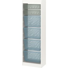 IKEA Modern Beyaz Oyuncak Saklama Ünitesi 46X30X145 cm - Çocuk Odası Iskandinav Tarzı Sağlam Ahşap Depolama Ünitesi - Modüler Yapı