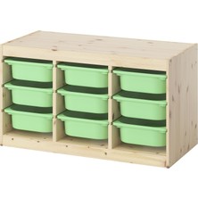 IKEA Modern Yeşil Oyuncak Saklama Ünitesi 93X44X52 cm - Çocuk Odası Iskandinav Tarzı Sağlam Ahşap Depolama Ünitesi - Modüler Yapı