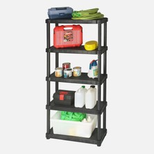 Stratecht 5 Katlı Plastik Raf Çok Amaçlı Depolama Düzenleyici Raf Sistemi Ev Garaj Depo Balkon 80X30X188 cm Siyah