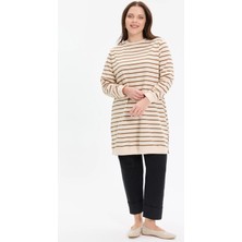 Kado Moda Iki Iplik Çizgili Basic Kadın Tunik