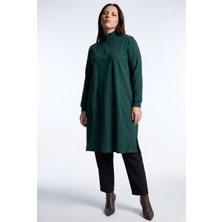 Kado Moda Dik Yaka İki İplik Fermuarlı Tunik