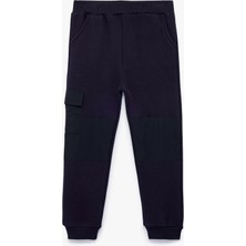 Koton Erkek Çocuk Jogger Eşofman Altı Üç İplik Şardonlu Yan Kargo Cep Detaylı Jogger Eşofman Altı Lacivert Normal Bel Lastikli Paça