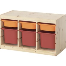IKEA Modern Beyaz Oyuncak Saklama Ünitesi 93X44X52 cm - Çocuk Odası Iskandinav Tarzı Sağlam Ahşap Depolama Ünitesi - Modüler Yapı