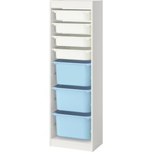 IKEA Modern Beyaz Oyuncak Saklama Ünitesi 46X30X145 cm - Çocuk Odası Iskandinav Tarzı Sağlam Ahşap Depolama Ünitesi - Modüler Yapı