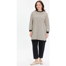 Kado Moda Iki Iplik Çizgili Basic Kadın Tunik