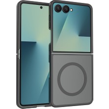 Kupa Samsung Galaxy Z Flip 8 Kılıf Kamera Korumalı Siyah Çerçeve Mat Şeffaf Arka Yüzey Kapak