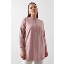 Kado Moda Iki Iplik Dik Yaka Fermuarlı Tek Cepli Tunik