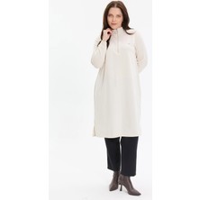Kado Moda Dik Yaka İki İplik Fermuarlı Tunik