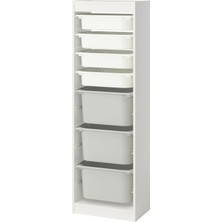 IKEA Modern Beyaz Oyuncak Saklama Ünitesi 46X30X145 cm - Çocuk Odası Iskandinav Tarzı Sağlam Ahşap Depolama Ünitesi - Modüler Yapı