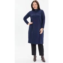 Kado Moda Dik Yaka İki İplik Fermuarlı Tunik