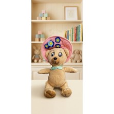 Liva Atelier Pembe Çiçekli Şapkalı Nostaljik Sevimli Peluş Ayı
