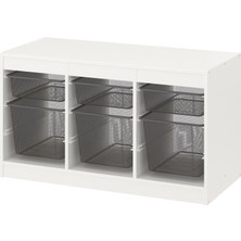 IKEA Modern Beyaz Oyuncak Saklama Ünitesi 99X44X56 cm - Çocuk Odası Iskandinav Tarzı Sağlam Ahşap Depolama Ünitesi - Modüler Yapı