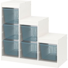IKEA Modern Beyaz Oyuncak Saklama Ünitesi 99X44X94 cm - Çocuk Odası Iskandinav Tarzı Sağlam Ahşap Depolama Ünitesi - Modüler Yapı