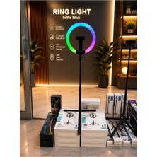 Galio Rgb Ring Light Tripodlu Selfie Çubuğu Bluetooth Kumandalı Type-C Şarjlı