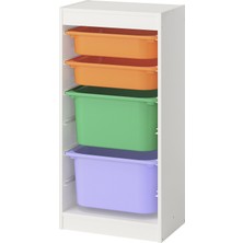 IKEA Modern Beyaz Oyuncak Saklama Ünitesi 46X30X94 cm - Çocuk Odası Iskandinav Tarzı Sağlam Ahşap Depolama Ünitesi - Modüler Yapı