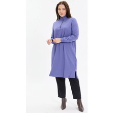 Kado Moda Dik Yaka Iki Iplik Fermuarlı Tunik