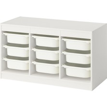 IKEA Modern Beyaz Oyuncak Saklama Ünitesi 99X44X56 cm - Çocuk Odası Iskandinav Tarzı Sağlam Ahşap Depolama Ünitesi - Modüler Yapı